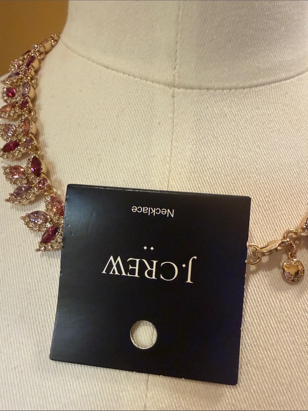 J. Crew Gold-Tone Necklace with Pink and Purple Stones - Picture 2 of 4